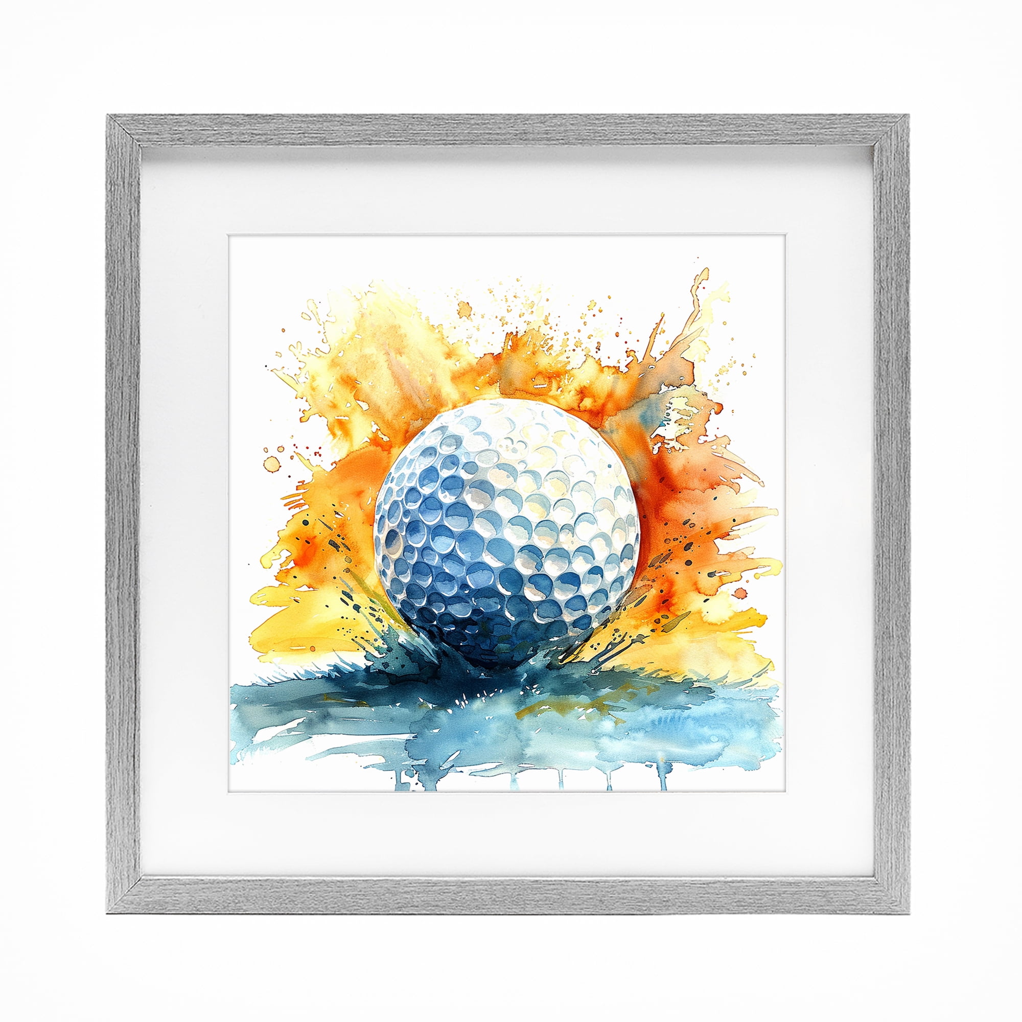 Stupell Industries Golf Splash Watercolor Burst Gray Framed Print Under Glass, design by LSR Design Studio