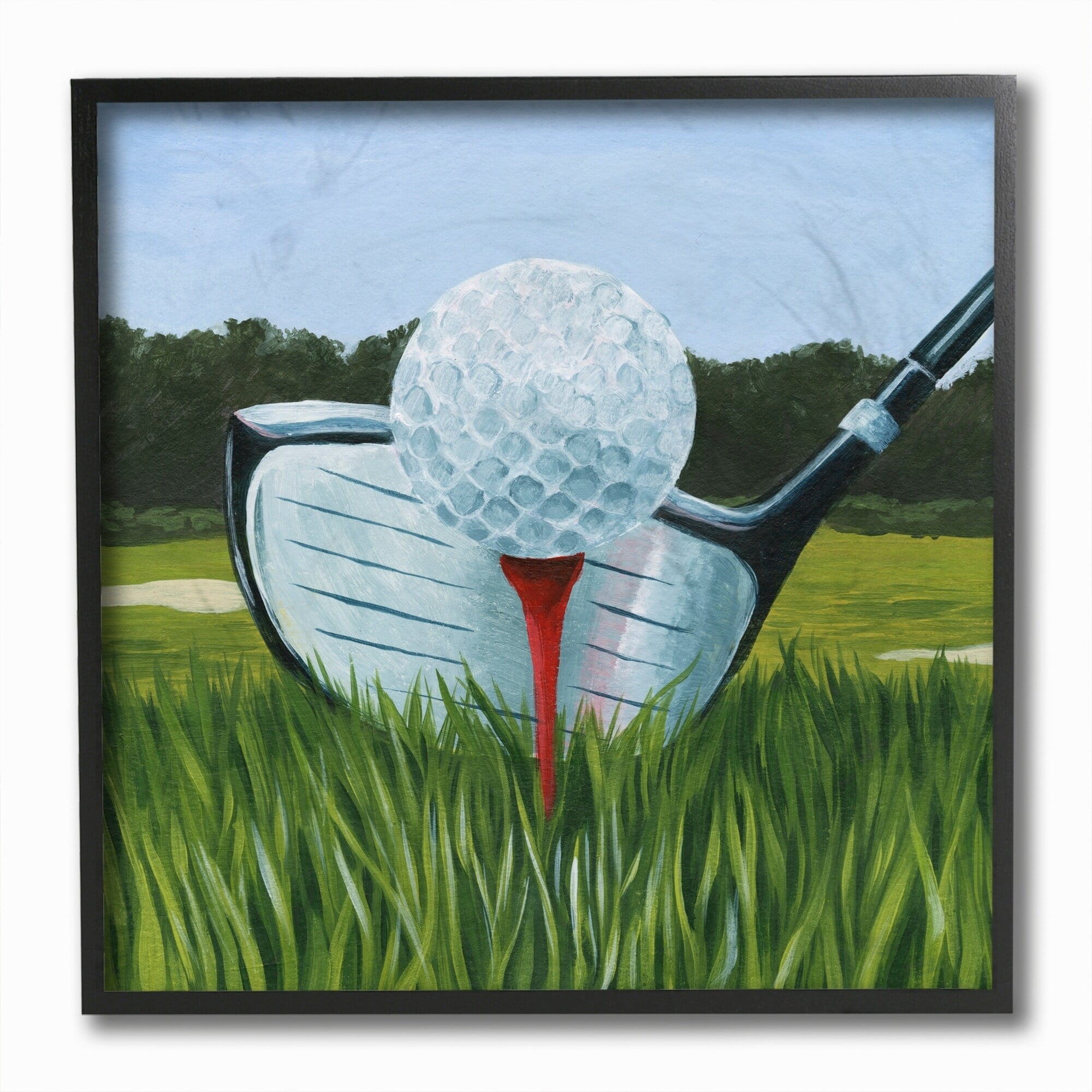Stupell Industries Golf Tee Close Up Green Red Sports Painting Framed Wall Art by Grace Popp