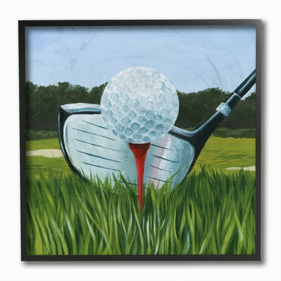 Stupell Industries Golf Tee Close Up Green Red Sports Painting Framed Wall Art by Grace Popp
