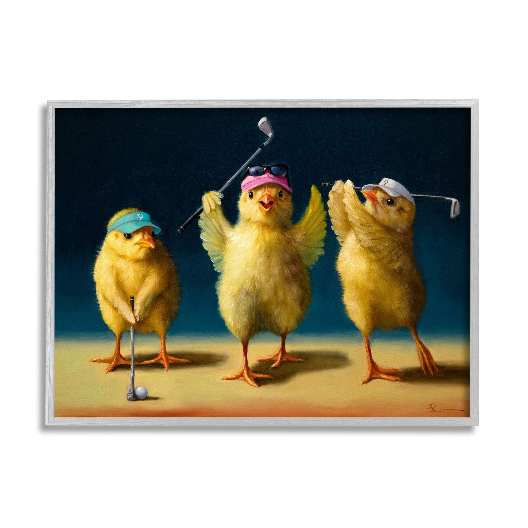 Stupell Industries Golfer Chicks Wearing Sports Visors Golf Clubs Framed Wall Art, 20 x 16, Design by Lucia Heffernan