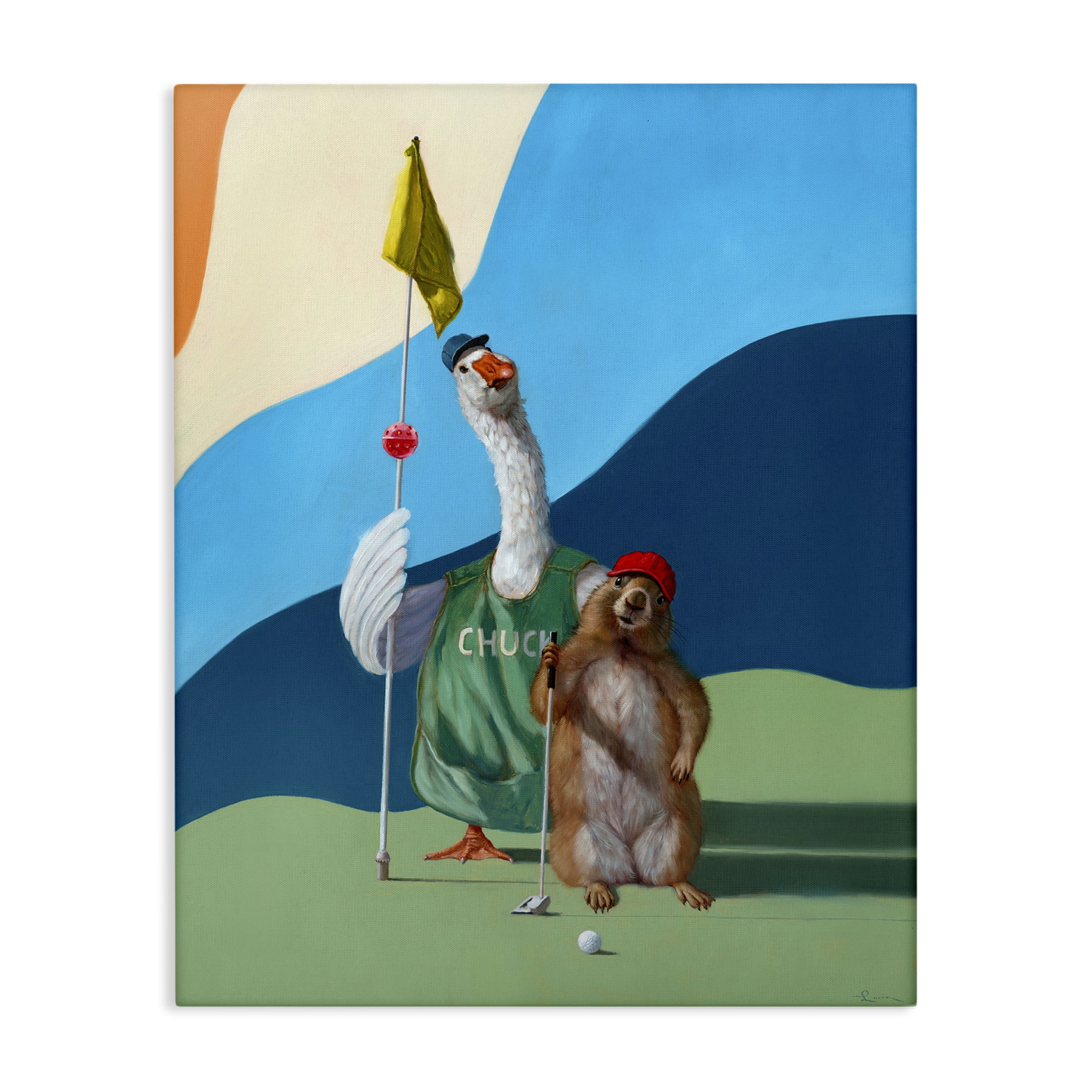 Stupell Industries Golfing Goose & Gopher Sports Painting Gallery Wrapped Canvas Art Print Wall Art, 36 x 48