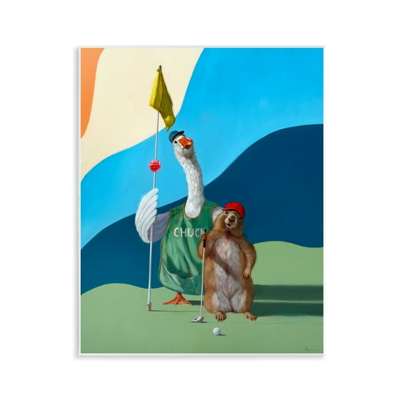 Stupell Industries Golfing Goose & Gopher Sports Painting Unframed Art Print Wall Art, 11 x 14