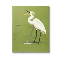Stupell Industries Golfing Heron Bird Animals & Insects Painting Gallery Wrapped Canvas Art Print Wall Art, 16 x 20