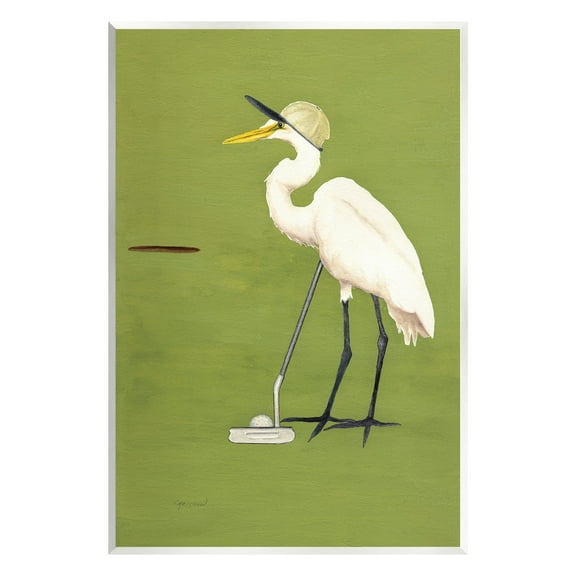 Stupell Industries Golfing Heron Bird Animals & Insects Painting Unframed Art Print Wall Art, 10 x 15