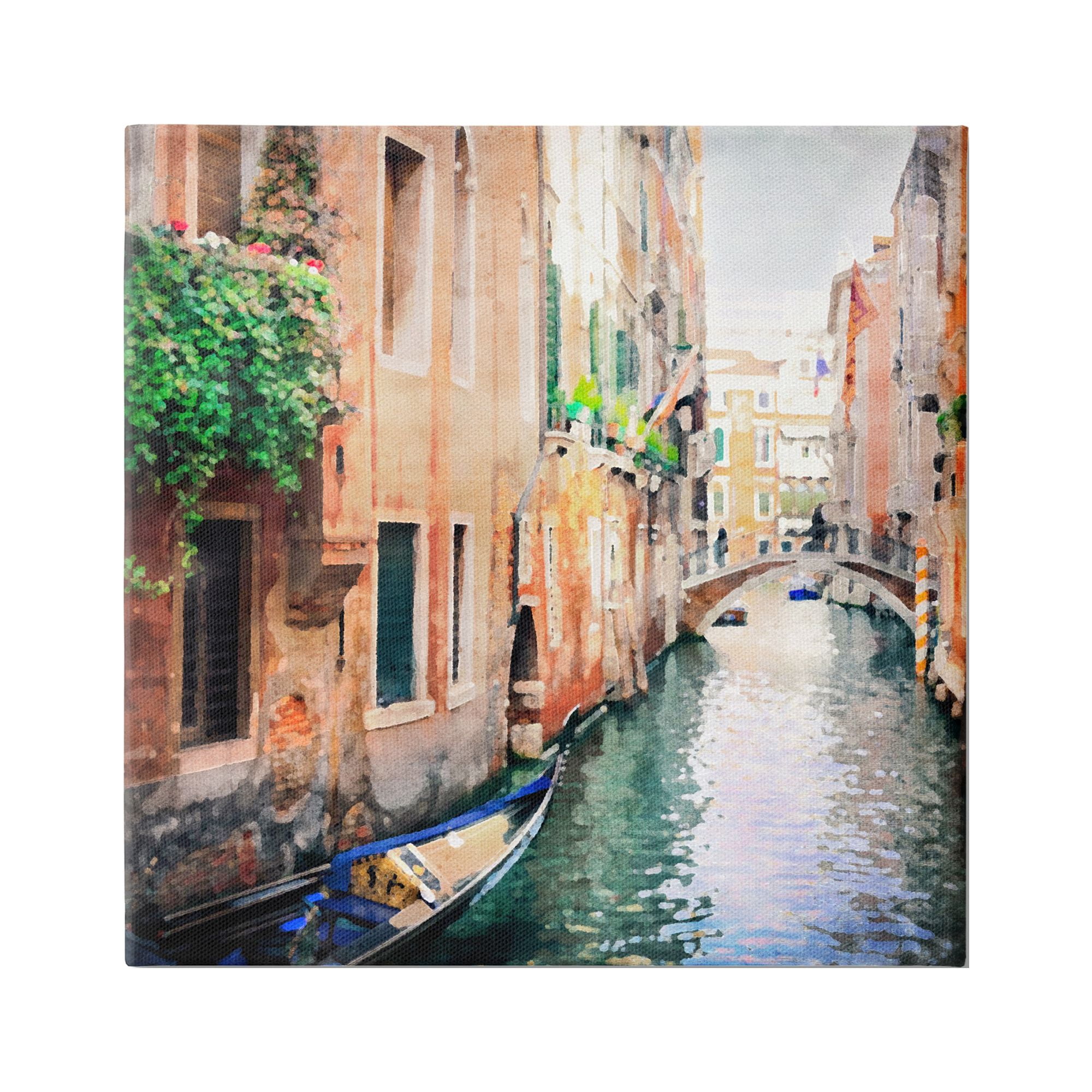 Stupell Industries Gondola in Canal Travel & Places Painting Gallery Wrapped Canvas Print Wall Art, 17 x 17