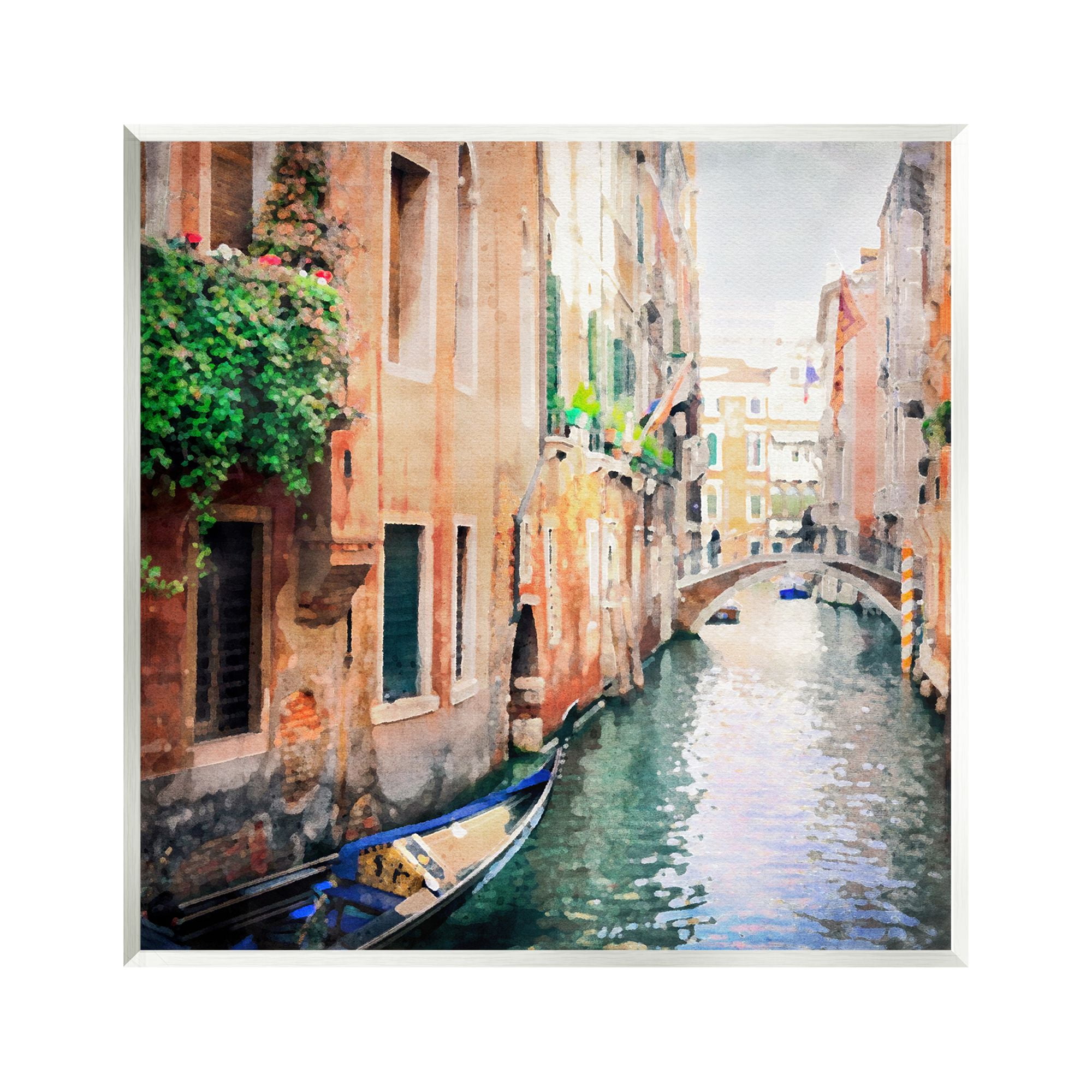 Stupell Industries Gondola in Canal Travel & Places Painting Unframed Art Print Wall Art, 12 x 12
