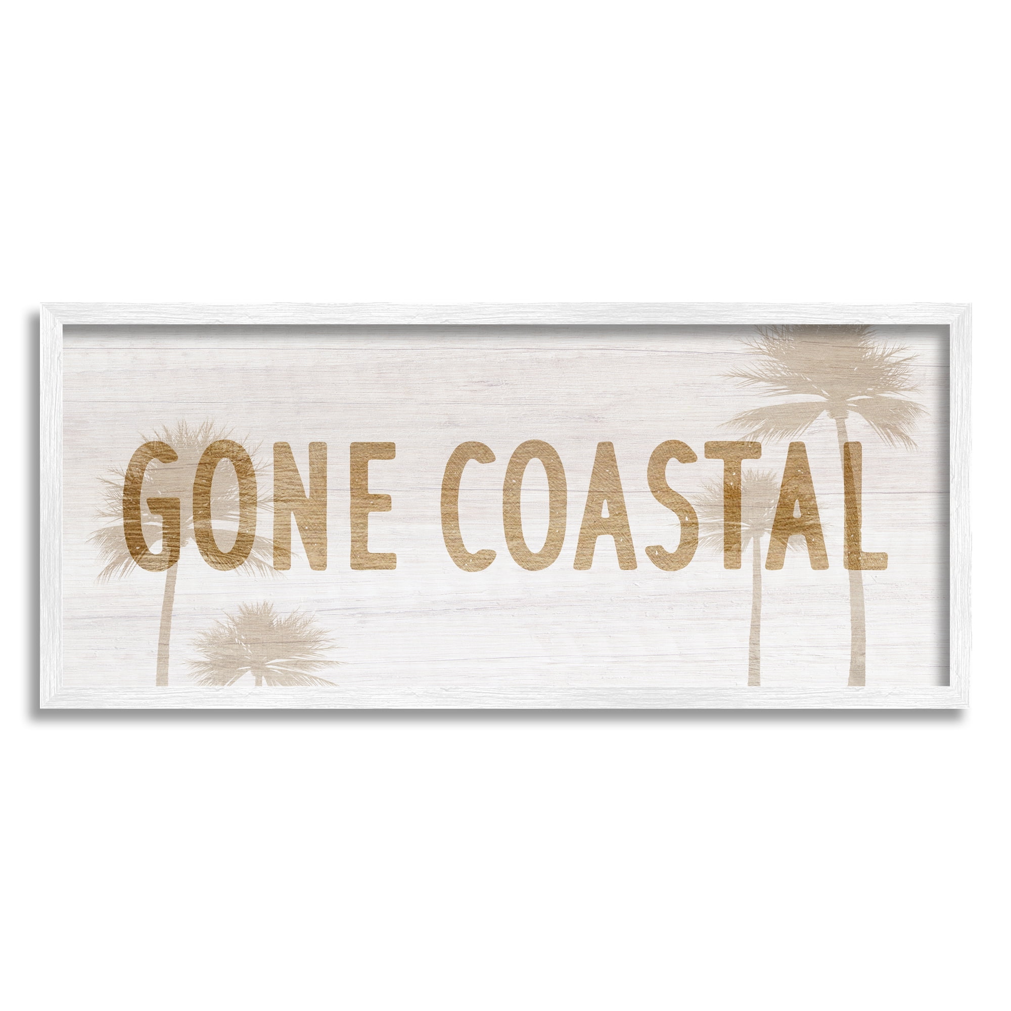 Stupell Industries Gone Coastal Beach Pun Funny Tropical Palm Trees, 24 x 10, Design by Daphne Polselli