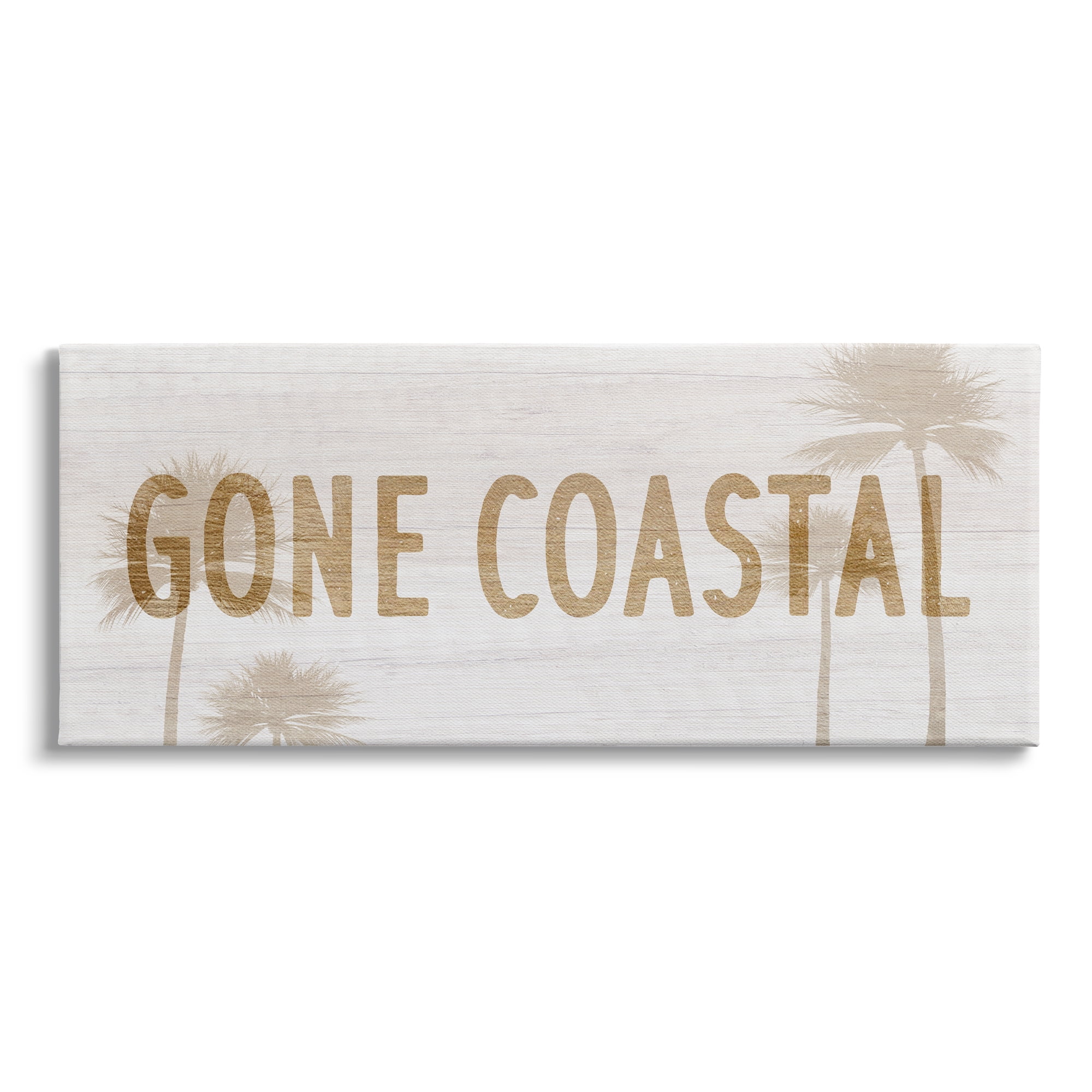 Gone Coastal Beige Canvas Wall Art with Palm Trees, 48 x 20