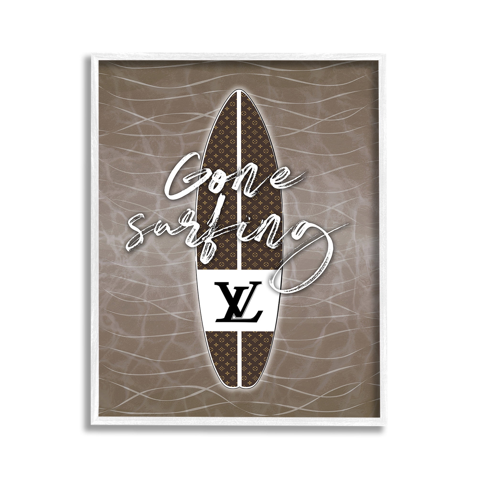 Stupell Industries Gone Surfing Glam Phrase Beauty & Fashion Painting White Framed Art Print Wall Art, 11 x 14