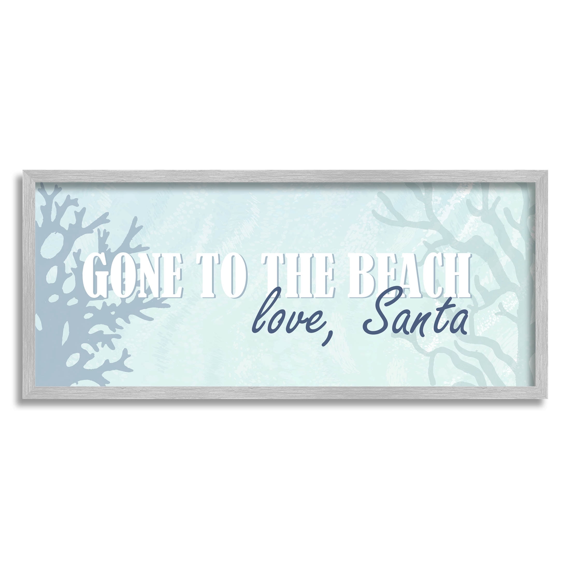 Stupell Industries Gone To Beach Love Santa Phrase Graphic Art Gray Framed Art Print Wall Art, Design by Kim Allen