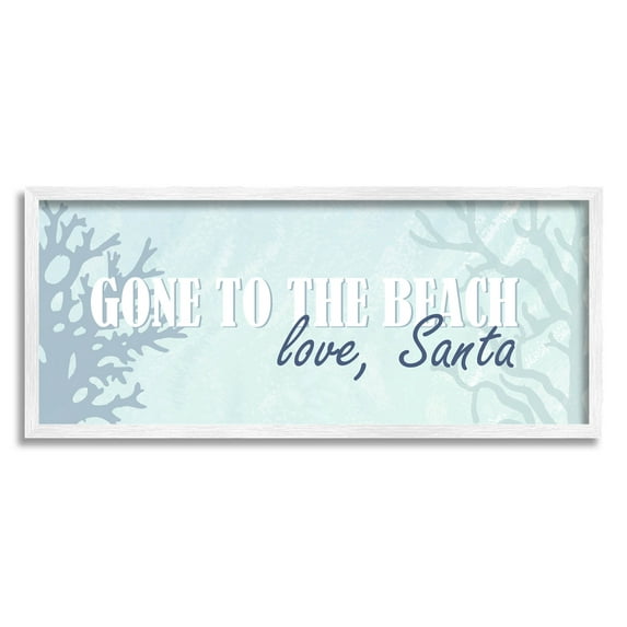 Stupell Industries Gone To Beach Love Santa Phrase Graphic Art White Framed Art Print Wall Art, Design by Kim Allen