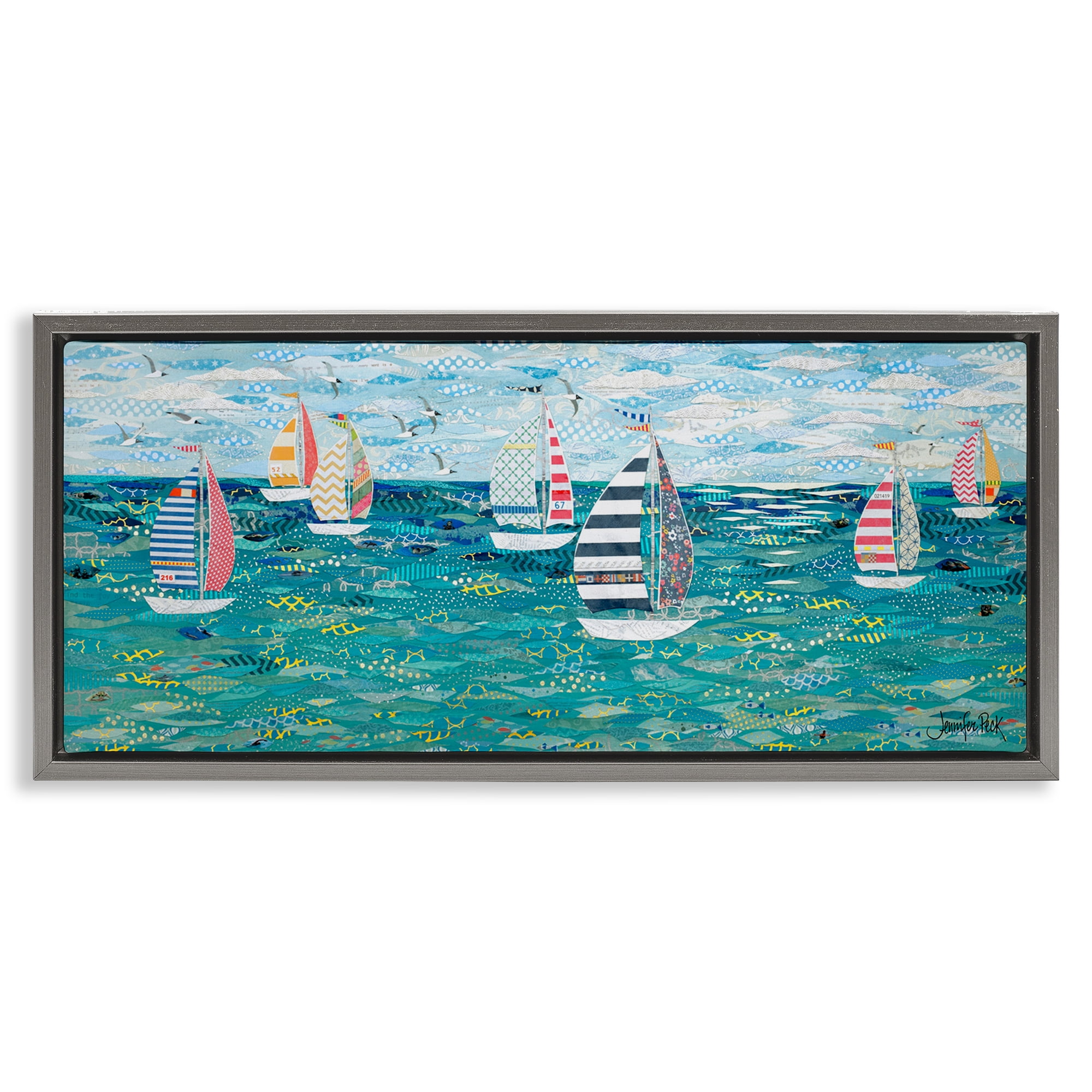 Stupell Industries Gone With The Wind Transportation Painting Gray Floater Framed Canvas Art Print Wall Art, 31 x 14