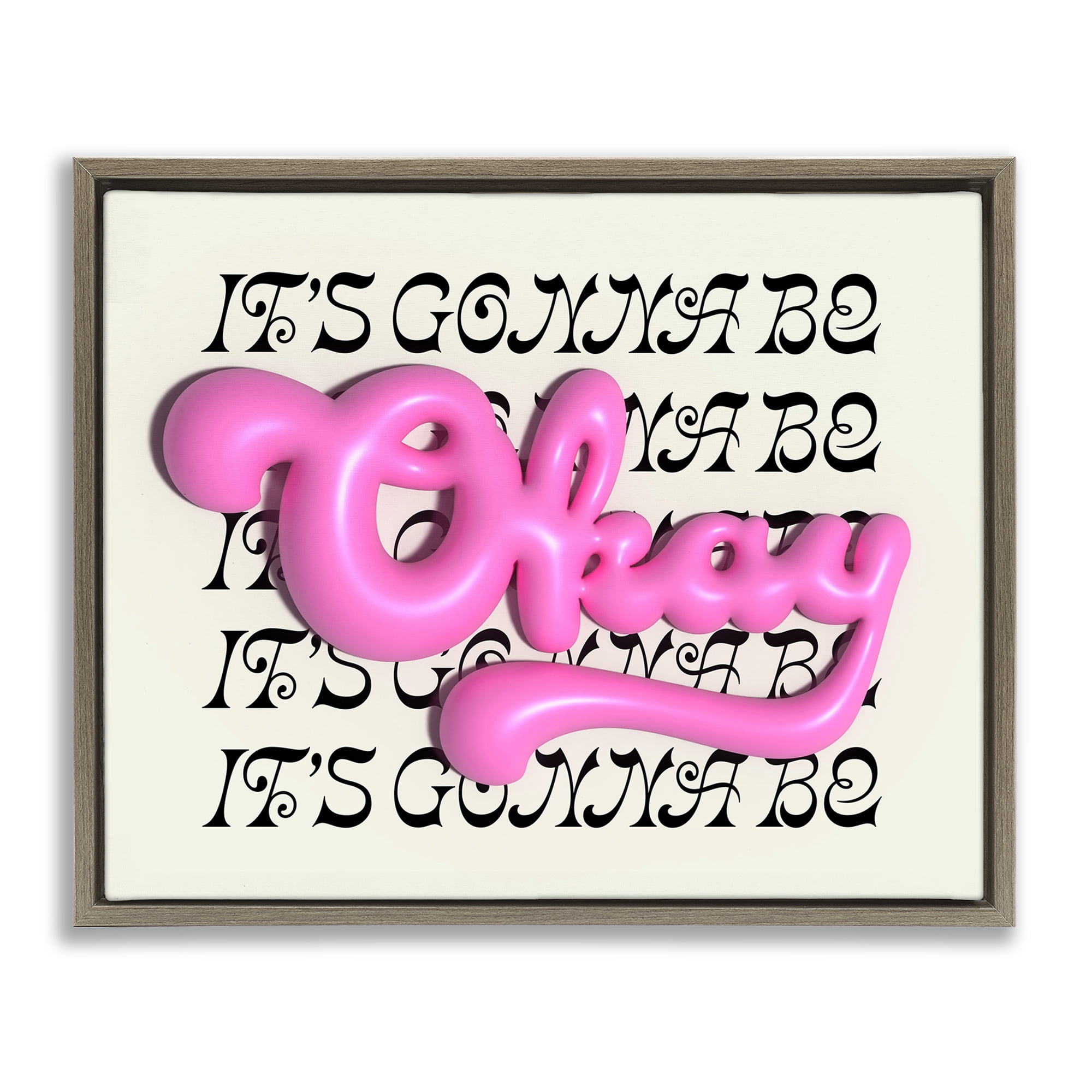 Stupell Industries Gonna Be Okay Typography Text & Numbers Painting Brown Floater Framed Canvas Art Print Wall Art, 21 x 17