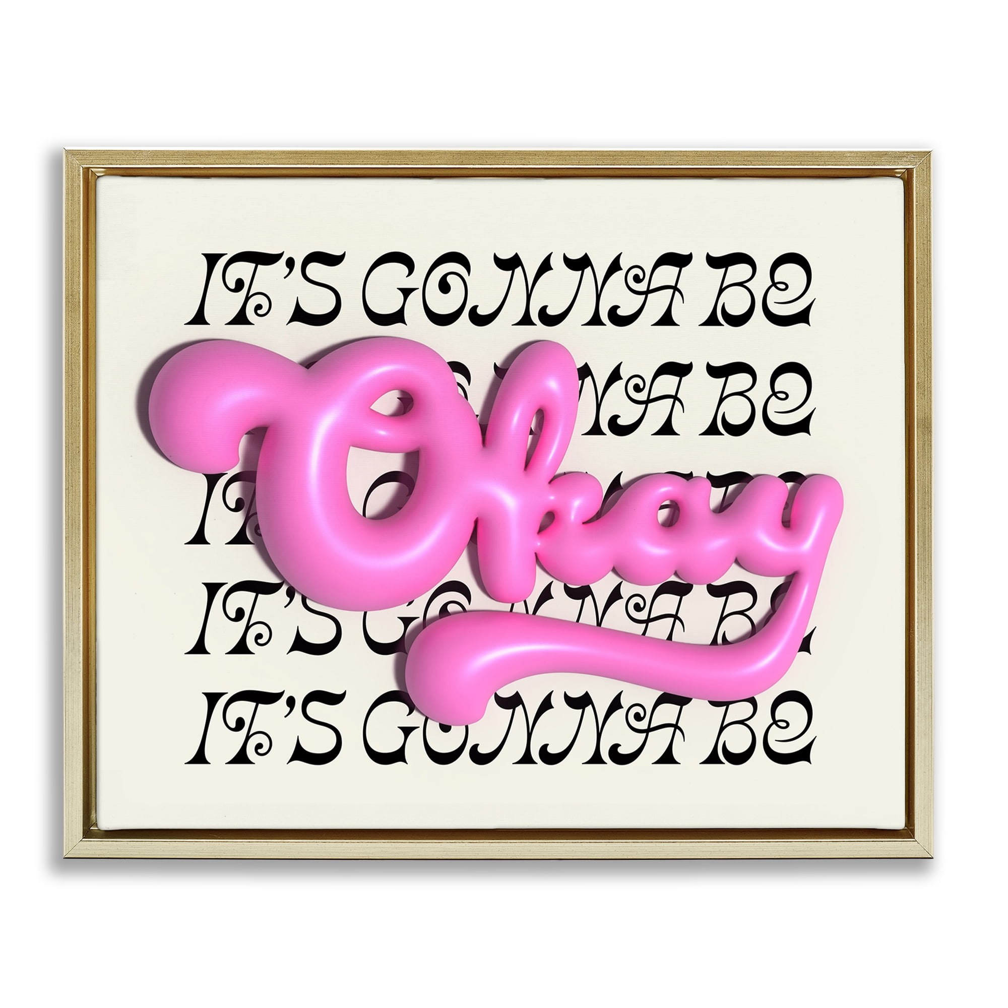 Stupell Industries Gonna Be Okay Typography Text & Numbers Painting Gold Floater Framed Canvas Art Print Wall Art, 31 x 25