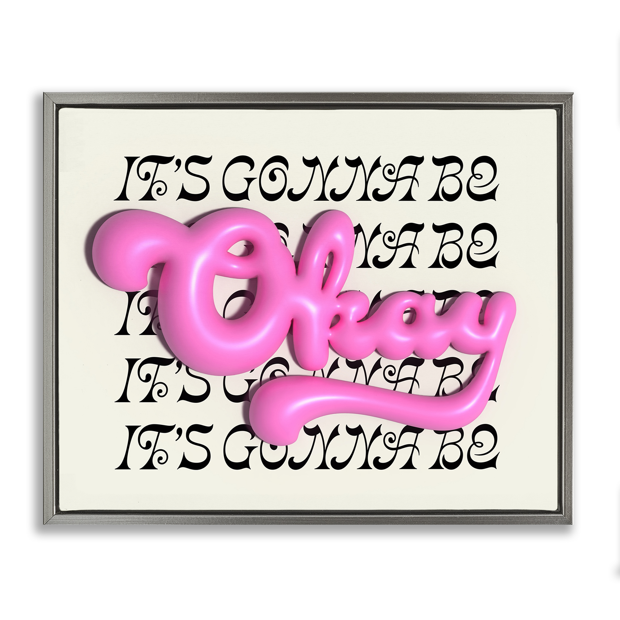 Stupell Industries Gonna Be Okay Typography Text & Numbers Painting Gray Floater Framed Canvas Art Print Wall Art, 21 x 17