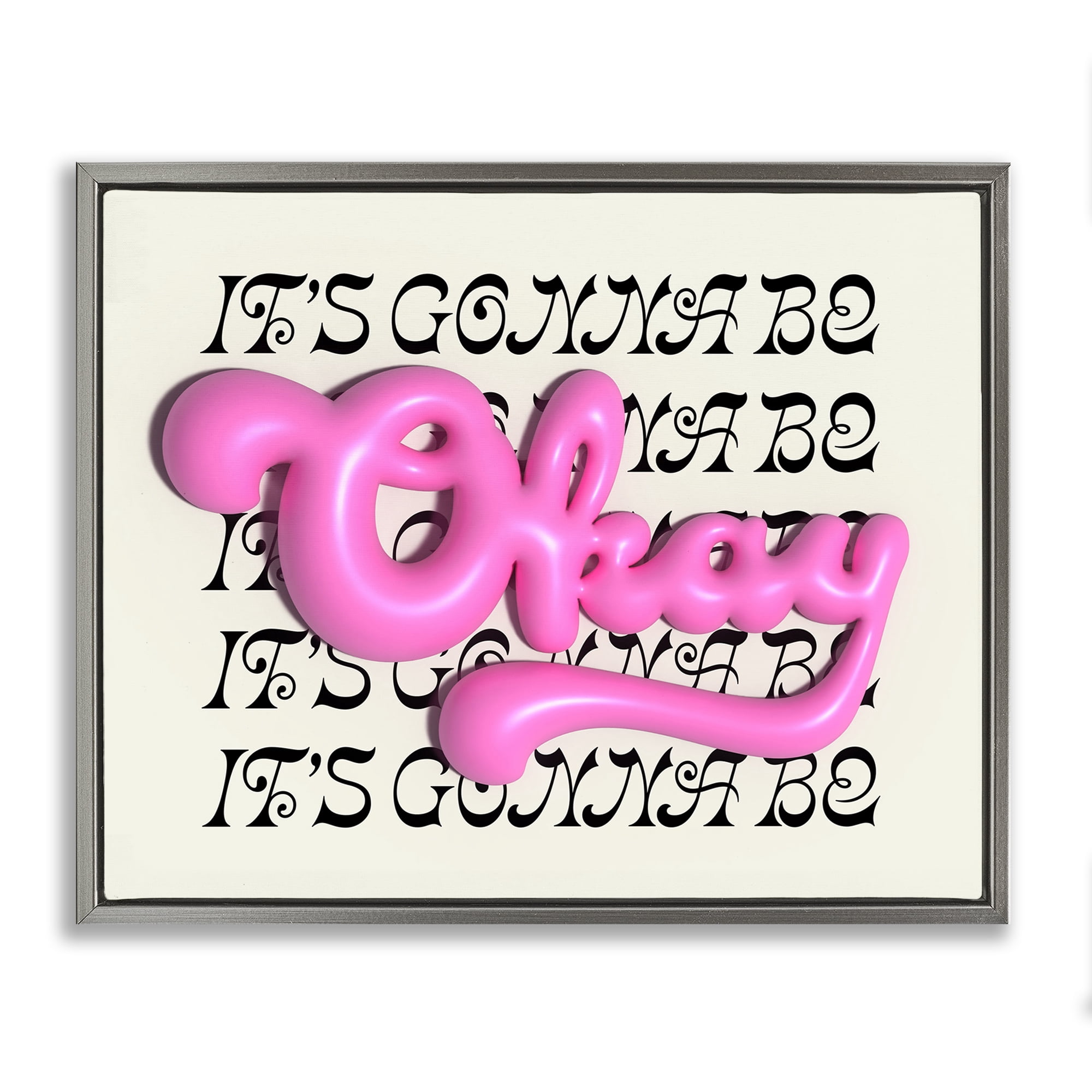 Stupell Industries Gonna Be Okay Typography Text & Numbers Painting Gray Floater Framed Canvas Art Print Wall Art, 31 x 25