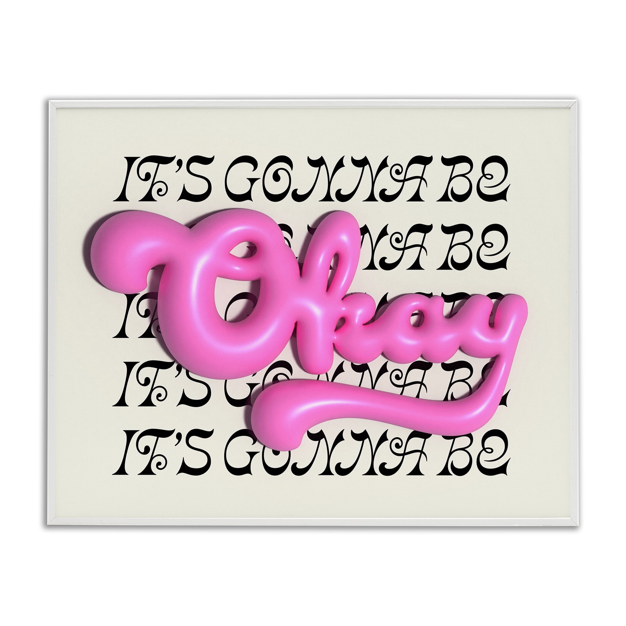 Stupell Industries Gonna Be Okay Typography Text & Numbers Painting White Framed Art Print Wall Art, 30 x 24