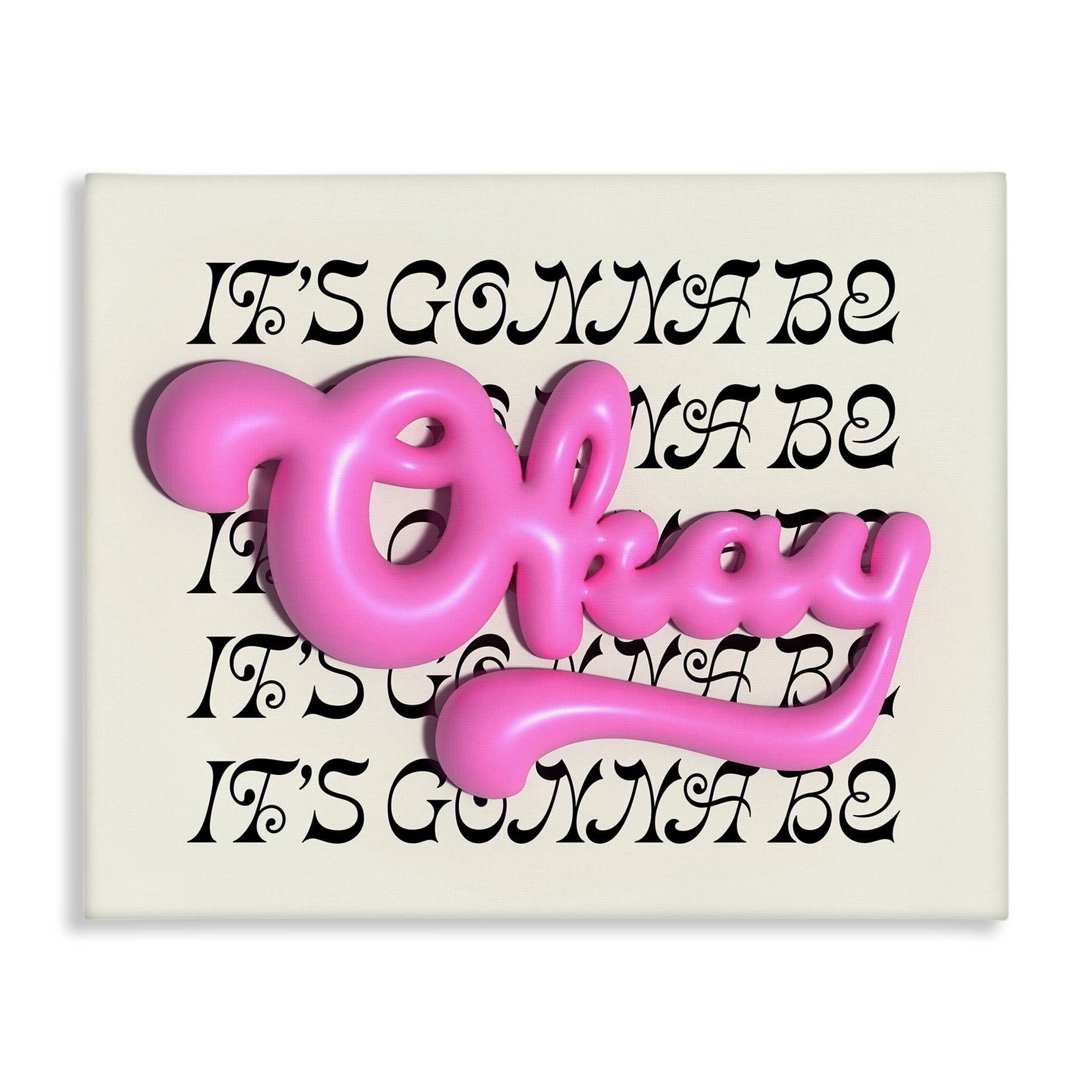 Stupell Industries Gonna Be Okay Typography Text & Numbers Painting Wrapped Canvas Art Print Wall Art, 20 x 16