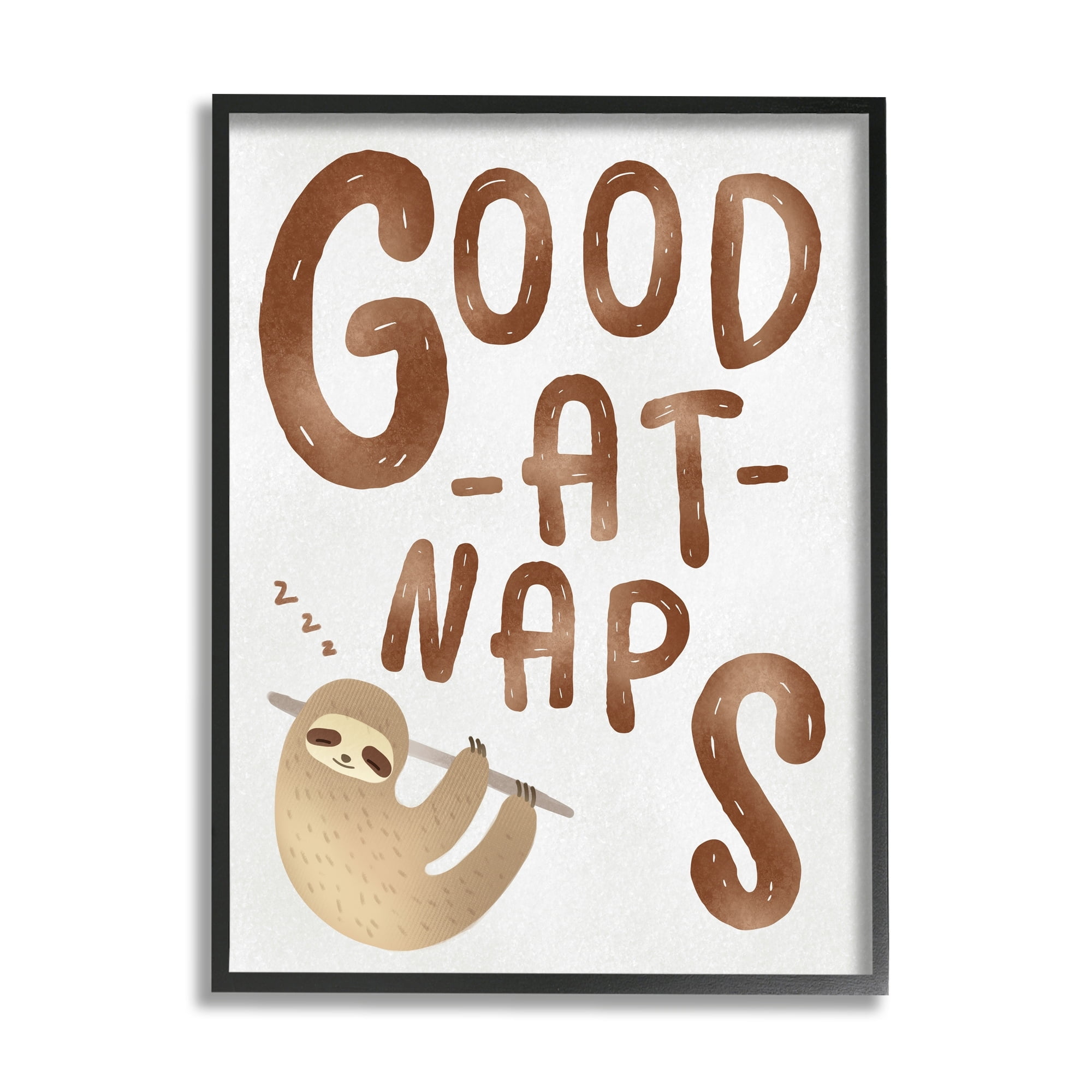 Stupell Industries Good At Naps Phrase Jungle Sloth Sleeping Black Framed by Ziwei Li