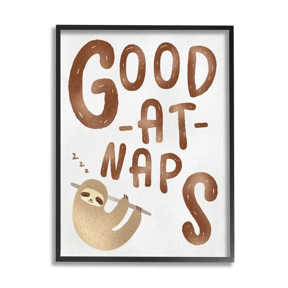 Stupell Industries Good At Naps Phrase Jungle Sloth Sleeping Black Framed by Ziwei Li