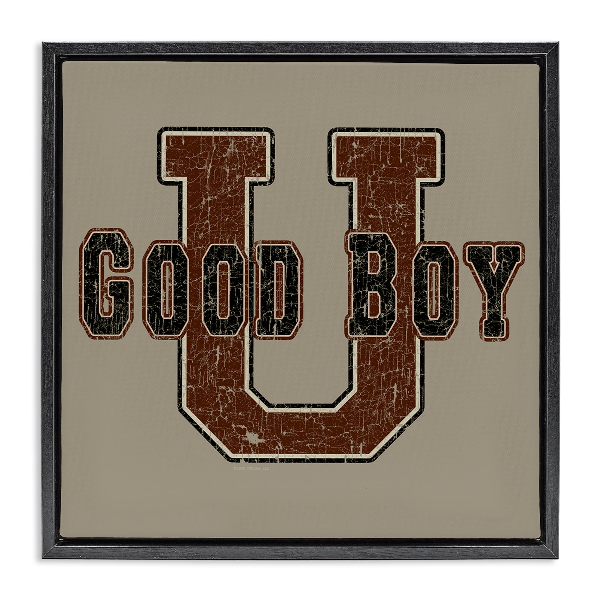 Stupell Industries Good Boy U Vintage Novelty & Humor Painting Black Floater Framed Canvas Art Print Wall Art, 25 x 25