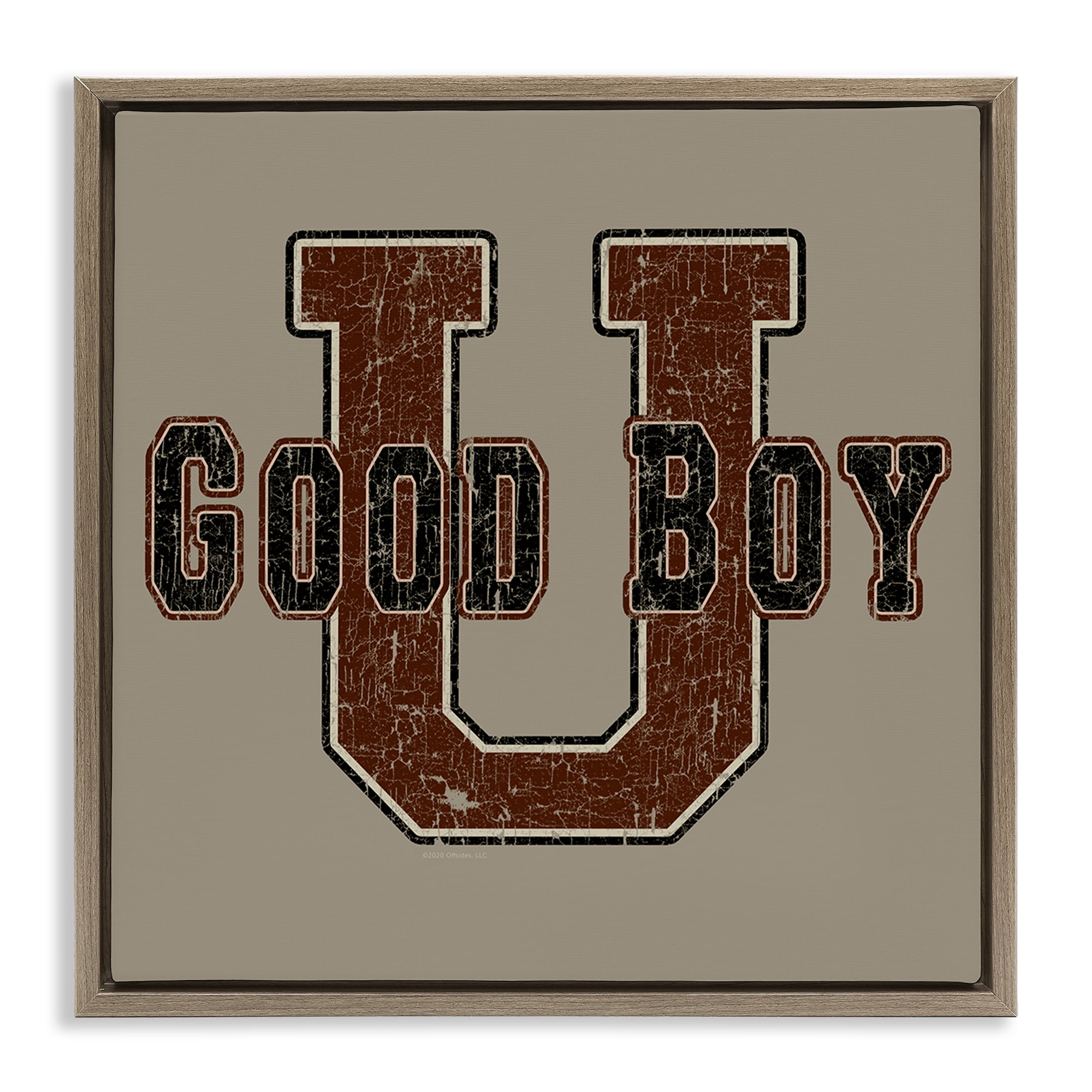 Stupell Industries Good Boy U Vintage Novelty & Humor Painting Brown Floater Framed Canvas Art Print Wall Art, 18 x 18