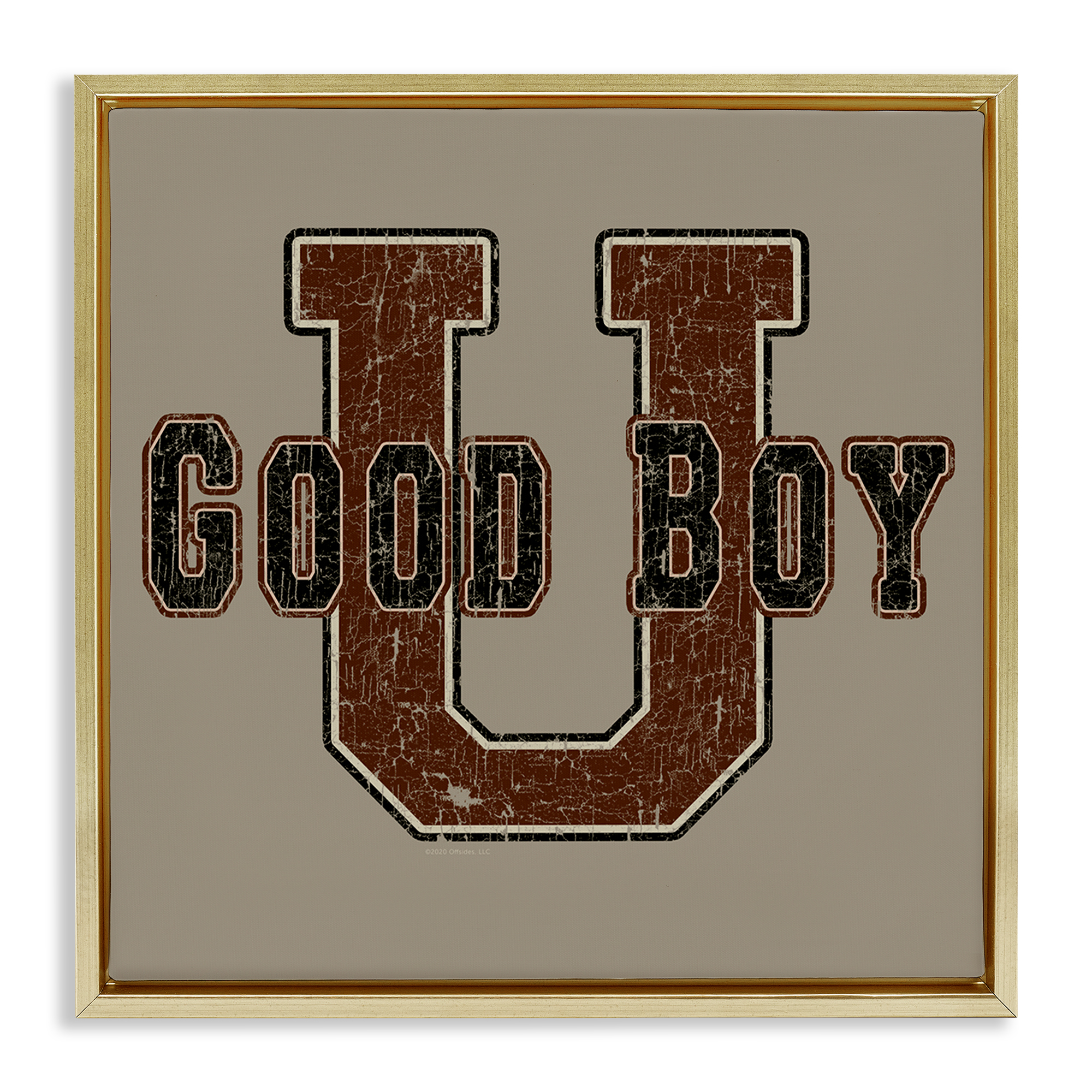 Stupell Industries Good Boy U Vintage Novelty & Humor Painting Gold Floater Framed Canvas Art Print Wall Art, 18 x 18