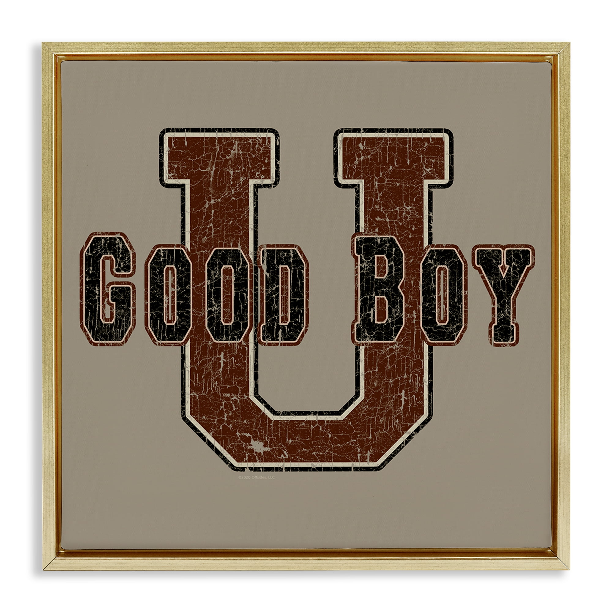 Stupell Industries Good Boy U Vintage Novelty & Humor Painting Gold Floater Framed Canvas Art Print Wall Art, 25 x 25