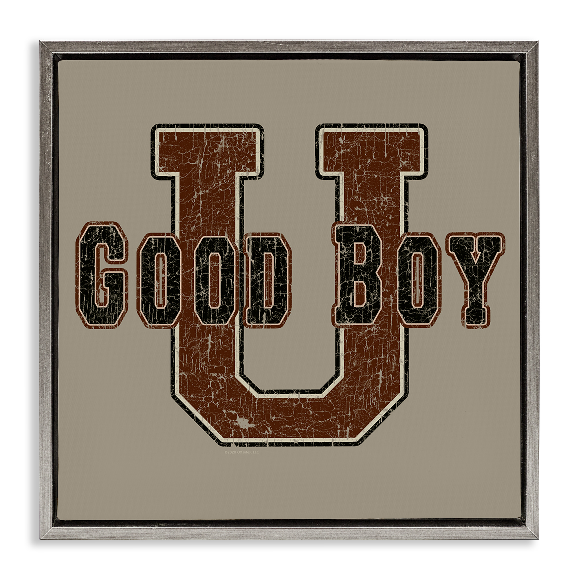 Stupell Industries Good Boy U Vintage Novelty & Humor Painting Gray Floater Framed Canvas Art Print Wall Art, 18 x 18