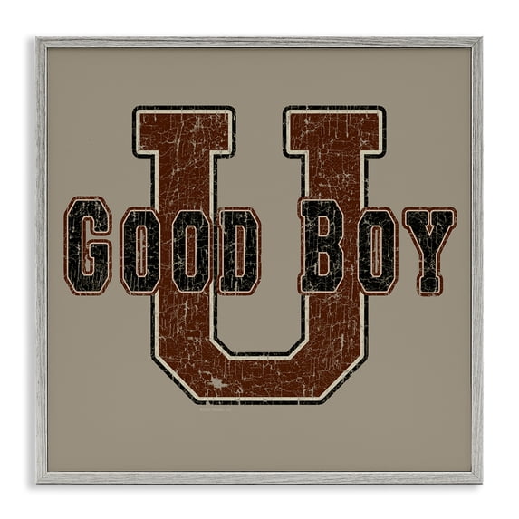 Stupell Industries Good Boy U Vintage Novelty & Humor Painting Gray Framed Art Print Wall Art, 17 x 17