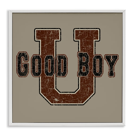 Stupell Industries Good Boy U Vintage Novelty & Humor Painting White Framed Art Print Wall Art, 12 x 12