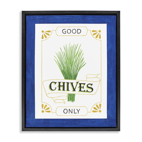 Stupell Industries Good Chives Only Black Framed Floater Canvas Wall Art design by Lara Beeston, 21 x 17