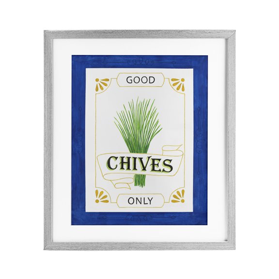 Stupell Industries Good Chives Only Gray Framed Print Under Glass design by Lara Beeston, 16 x 13