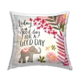 thumbnail image 1 of Stupell Industries Good Day Floral Blossom Pattern Elephant Design by Katie Doucette Throw Pillow, 1 of 6