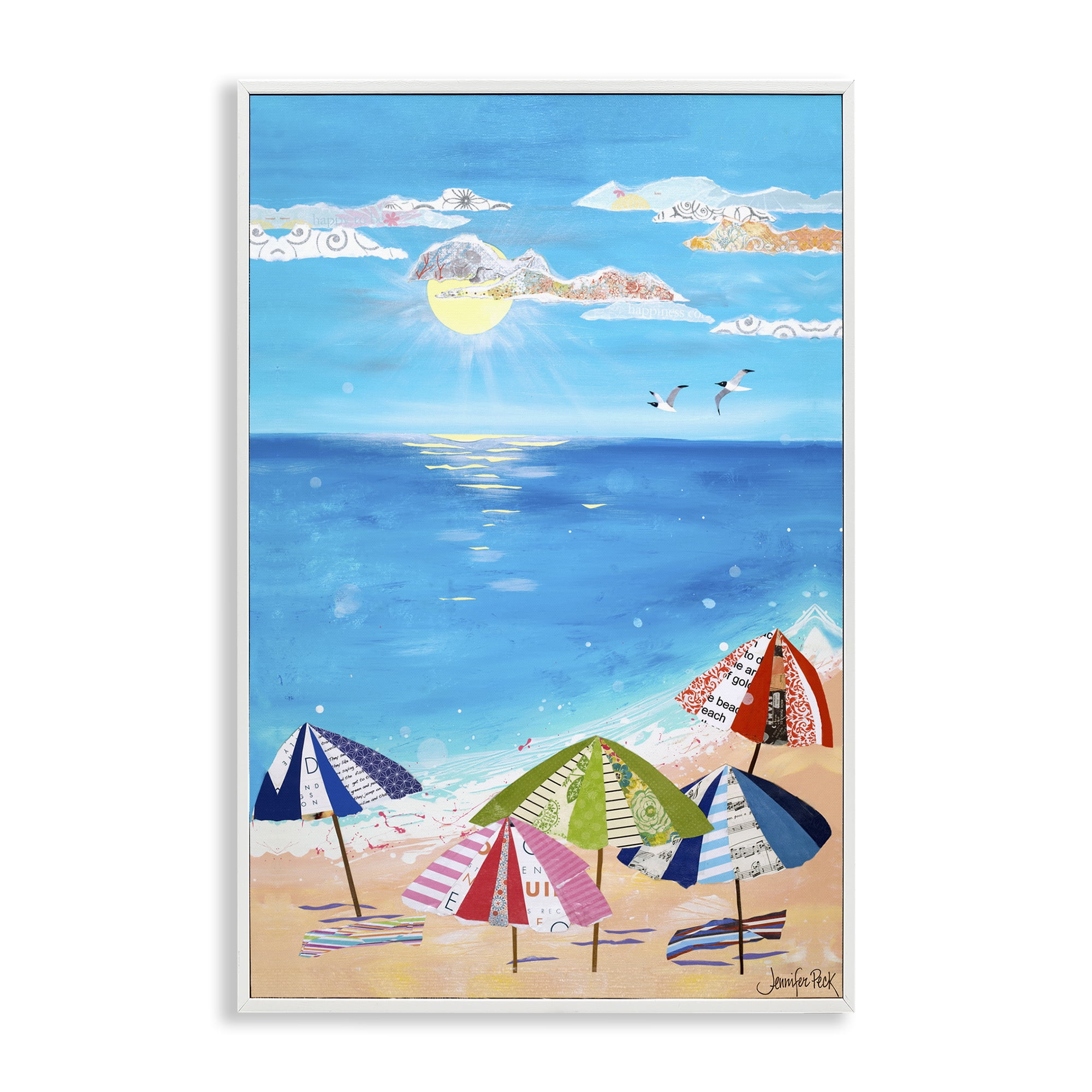 Stupell Industries Good Day Sunshine Coastal Painting White Framed Art Print Wall Art, 12 x 18