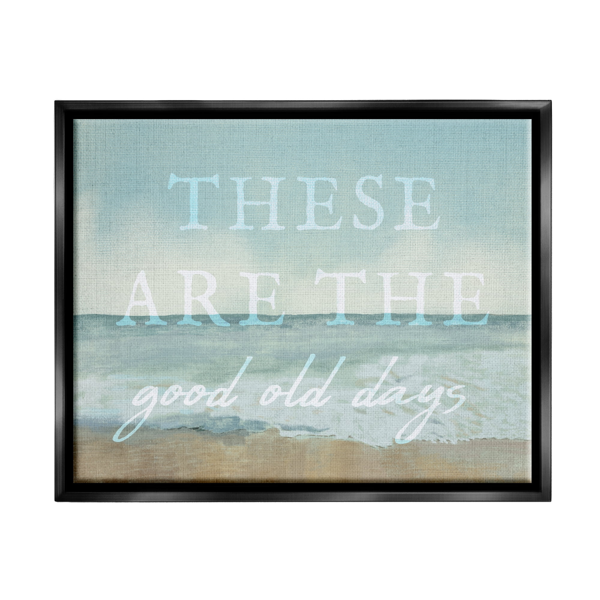 Stupell Industries Good Days Coastal Phrase Abstract Painting Black Floater Framed Canvas Art Print Wall Art, 21 x 17