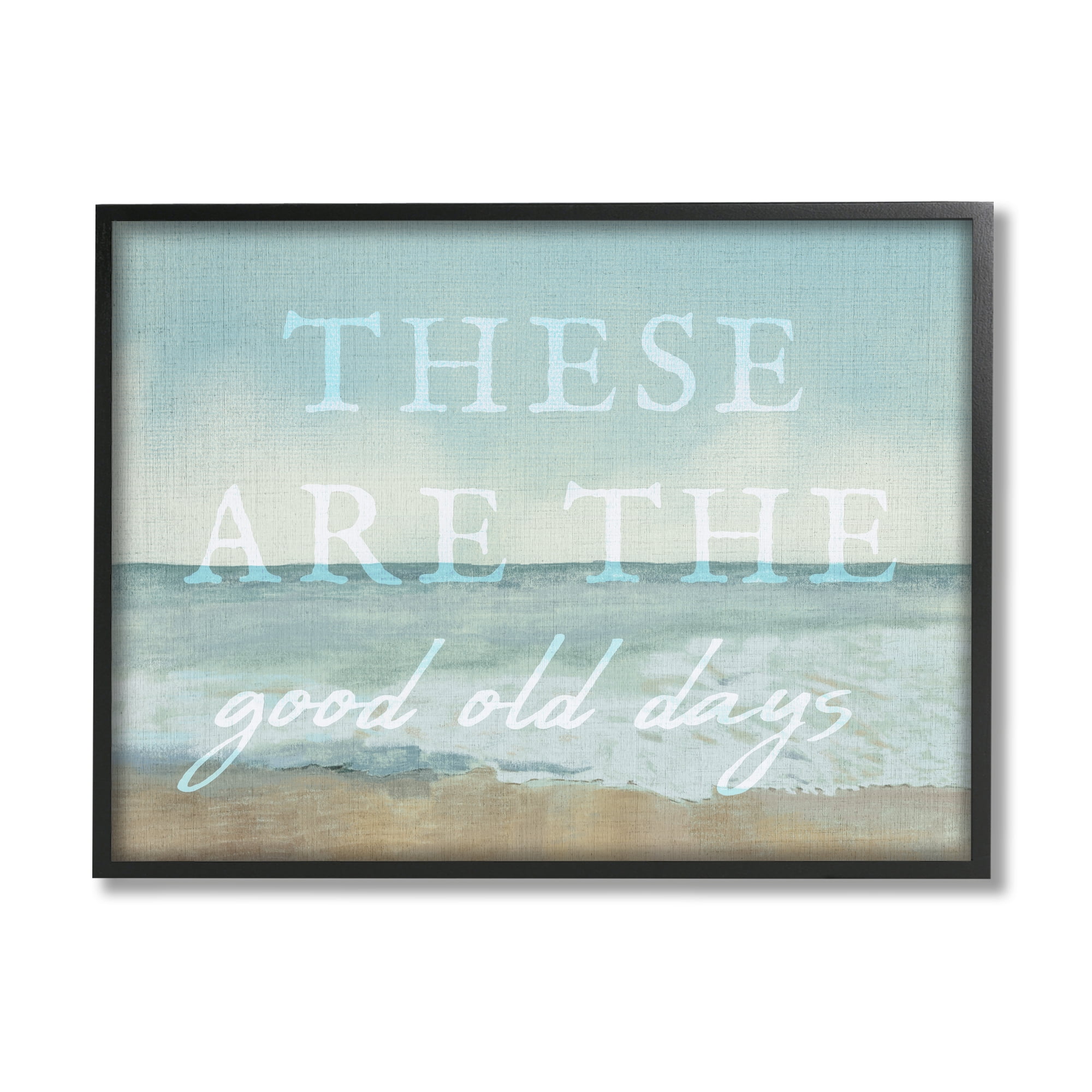 Stupell Industries Good Days Coastal Phrase Abstract Painting Black Framed Art Print Wall Art, 30 x 24