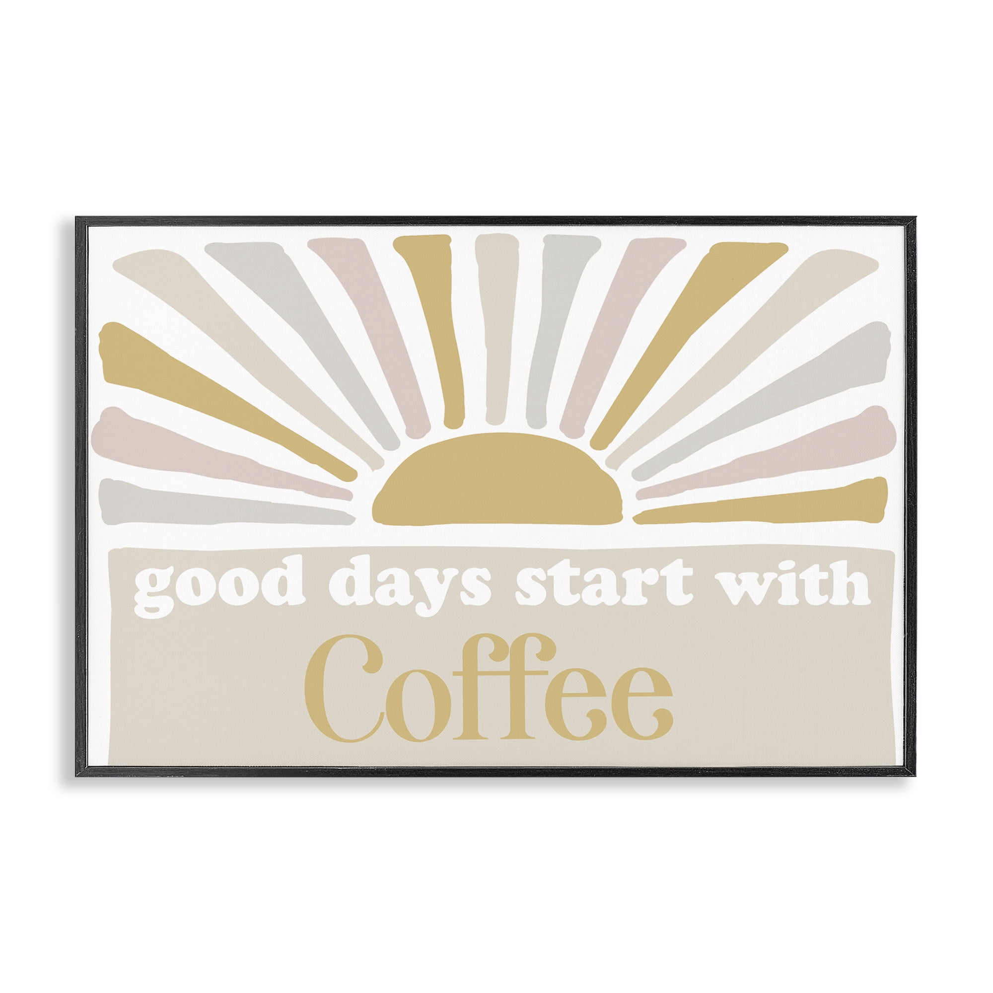 Stupell Industries Good Days Coffee Landscape Painting Black Framed Art Print Wall Art, 24 x 16