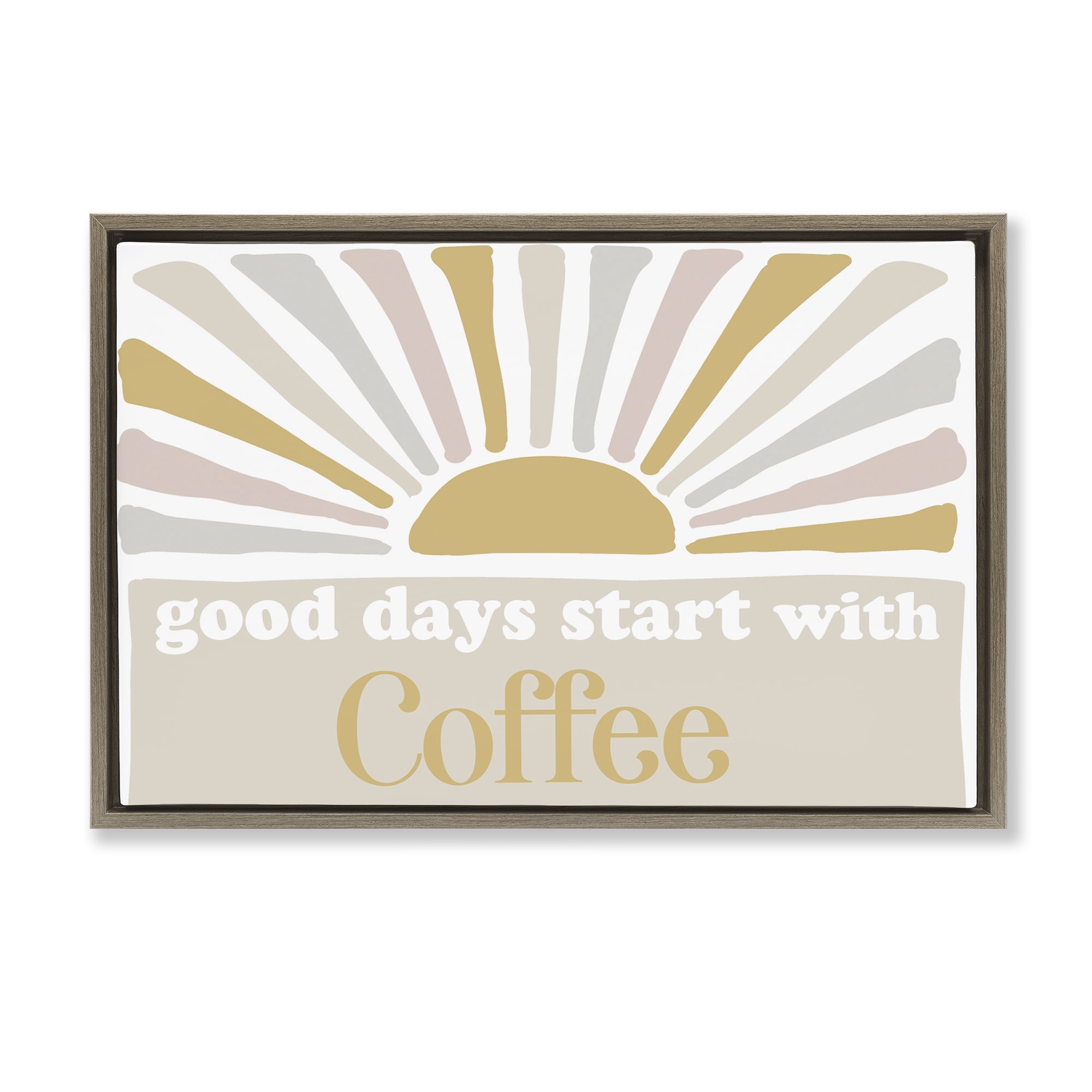 Stupell Industries Good Days Coffee Landscape Painting Brown Floater Framed Art Print Wall Art, 25 x 17