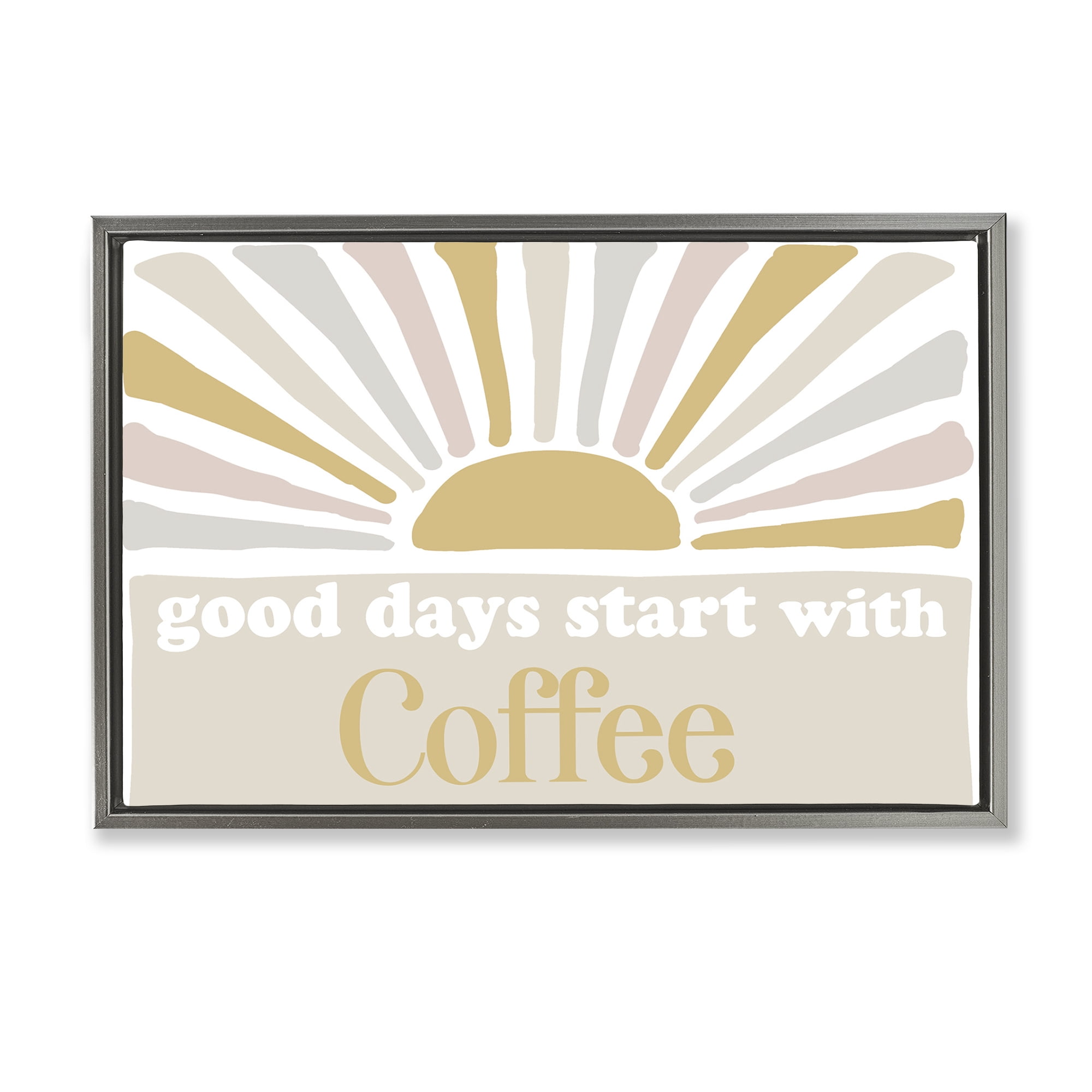 Stupell Industries Good Days Coffee Landscape Painting Gray Floater Framed Art Print Wall Art, 25 x 17
