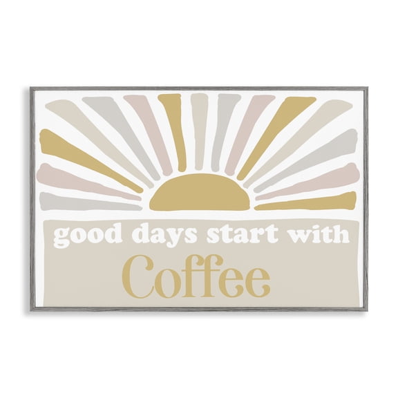 Stupell Industries Good Days Coffee Landscape Painting Gray Framed Art Print Wall Art, 18 x 12