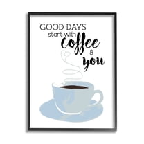 Stupell Industries Good Days Coffee & You Romantic Kitchen Morning Graphic Art Black Framed Art Print Wall Art, Design by Daniela Santiago