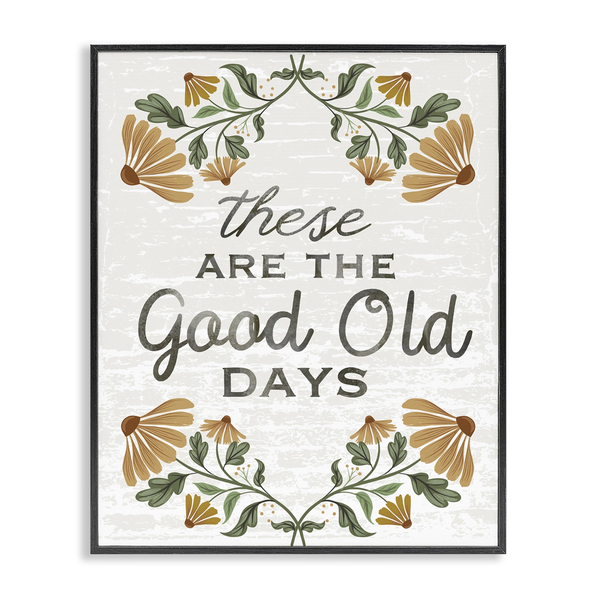 Stupell Industries Good Days Floral Pattern Plants & Flowers Painting Black Framed Art Print Wall Art, 24 x 30