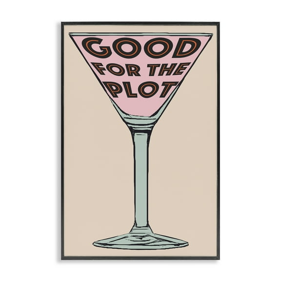 Stupell Industries Good For The Plot Cocktail Food & Beverage Painting Black Framed Art Print Wall Art, 12 x 18