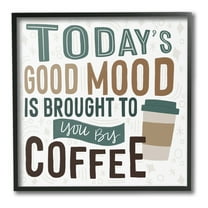 Stupell Industries Good Mood By Coffee Food & Beverage Painting Black Framed Art Print Wall Art, 12 x 12