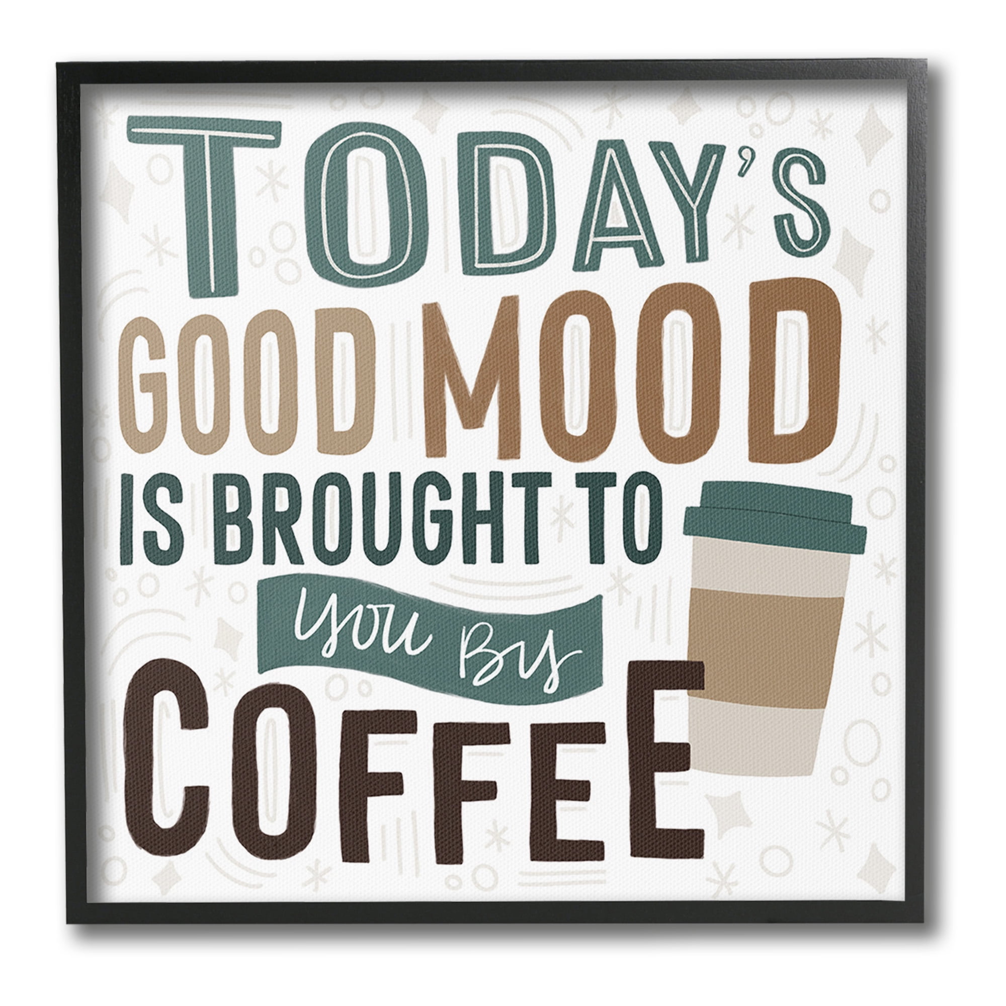 Stupell Industries Good Mood By Coffee Food & Beverage Painting Black Framed Art Print Wall Art, 17 x 17