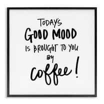 Stupell Industries Good Mood by Coffee Food & Beverage Painting Black Framed Art Print Wall Art, 12 x 12