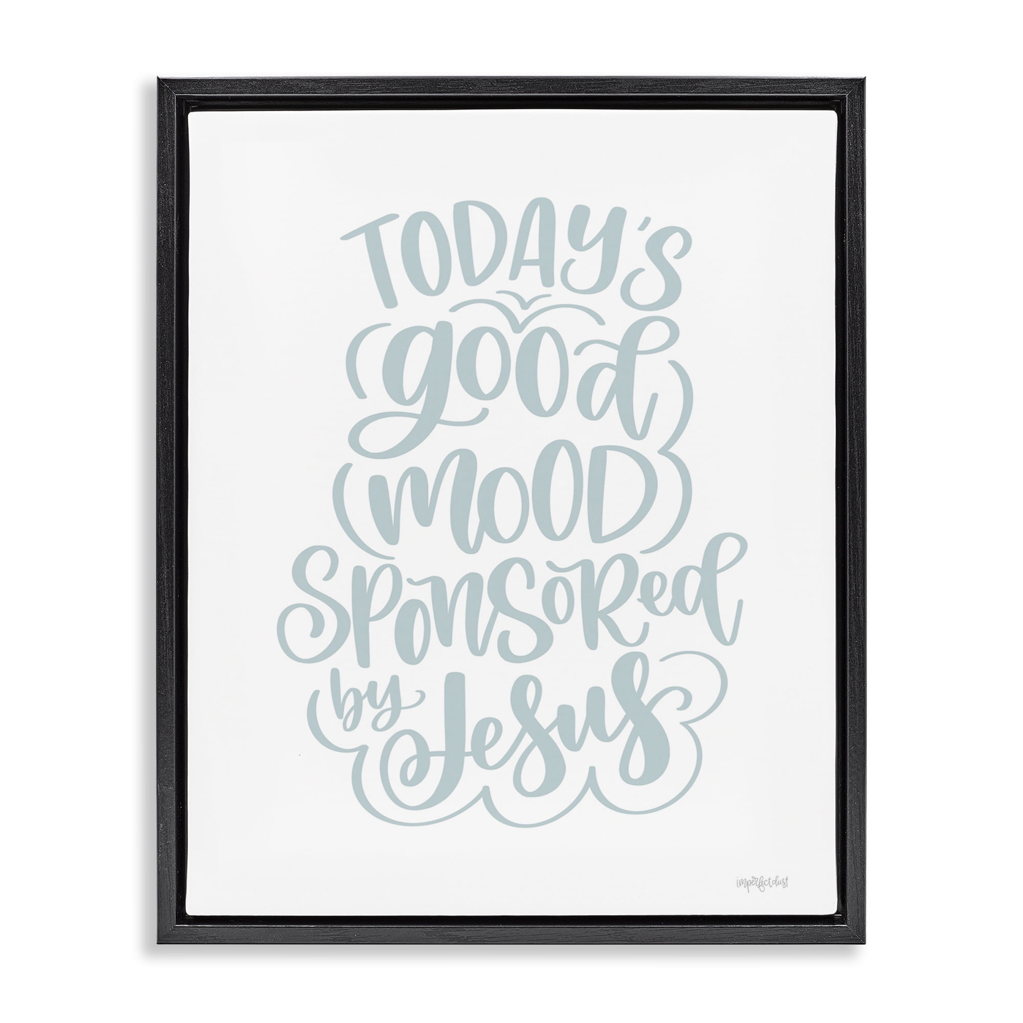Stupell Industries Good Mood by Jesus Religious Painting Black Floater Framed Art Print Wall Art, 17 x 21