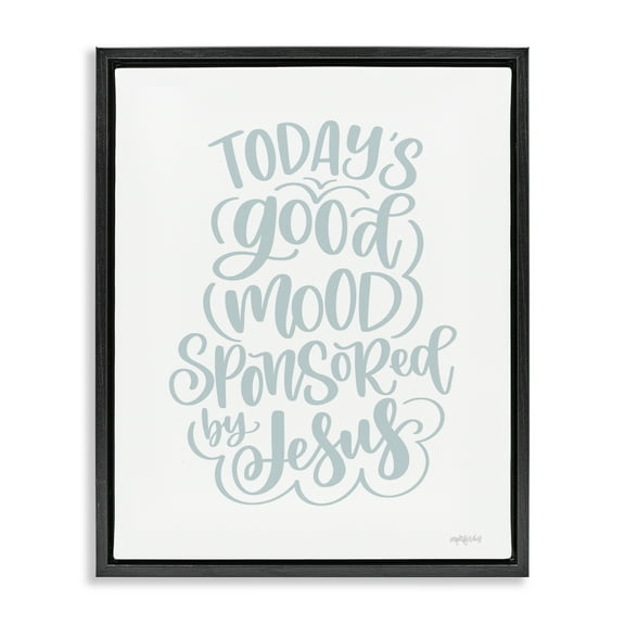 Stupell Industries Good Mood by Jesus Religious Painting Black Floater Framed Art Print Wall Art, 17 x 21