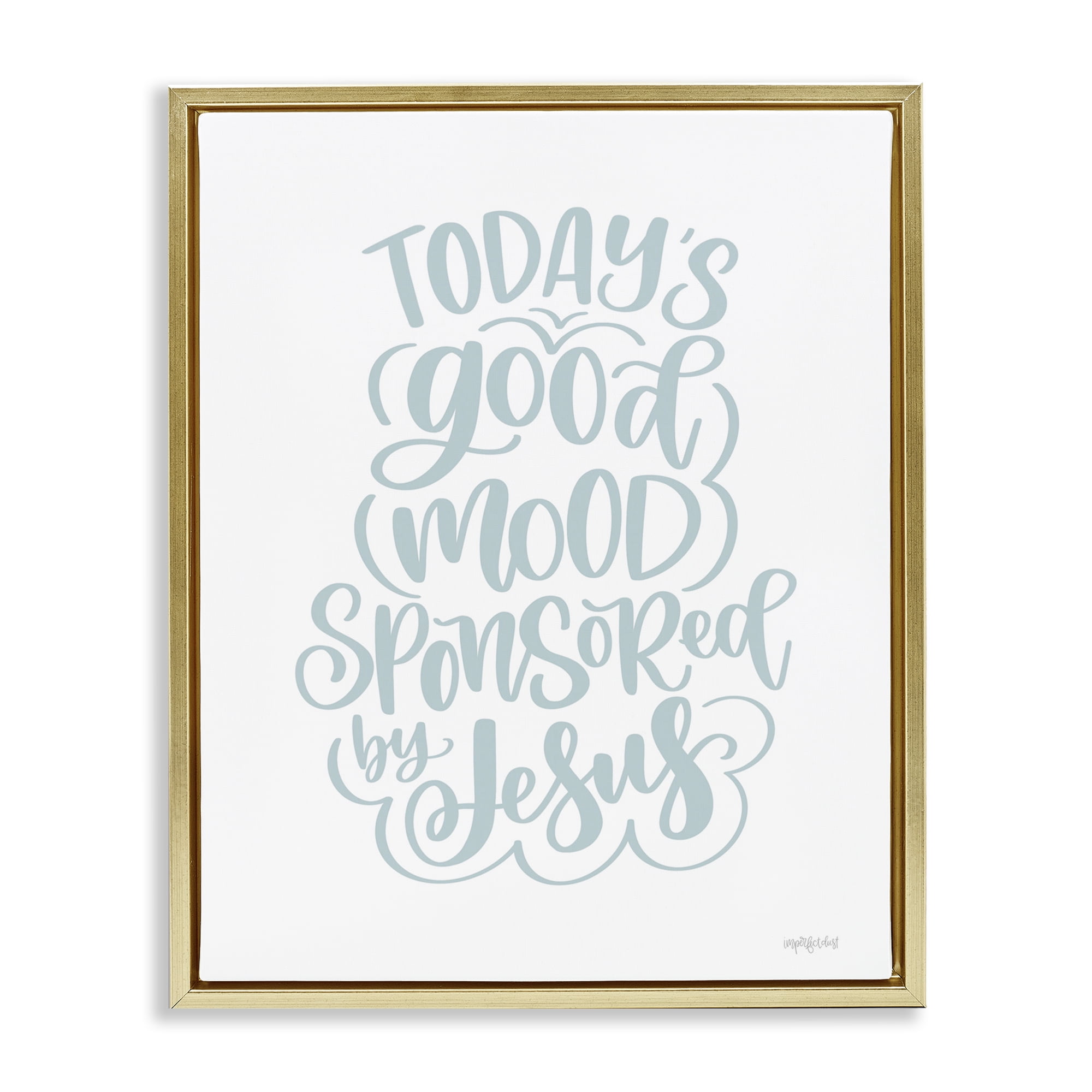 Stupell Industries Good Mood by Jesus Religious Painting Gold Floater Framed Art Print Wall Art, 25 x 31